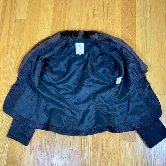 Vertigo Paris Blazer Y2K Brocade Brown Black Faux Fur Collar La Ville (M) - Picture 5 of 7